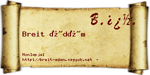 Breit Ádám névjegykártya